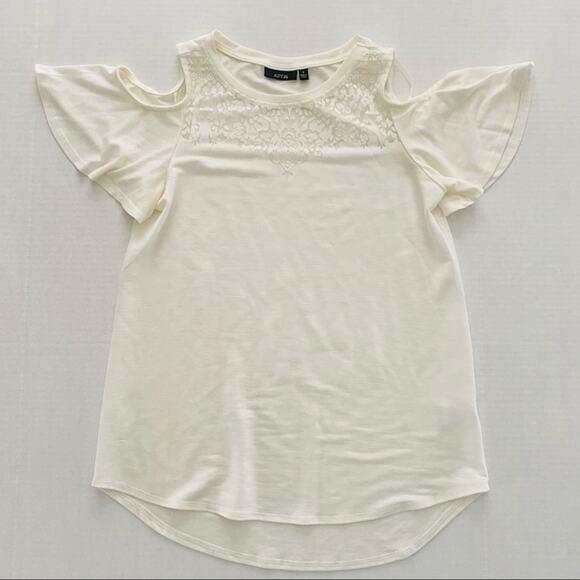 Apt 9 | @ Cold Shoulder High Low Laser Cut Top S - Picture 1 of 7